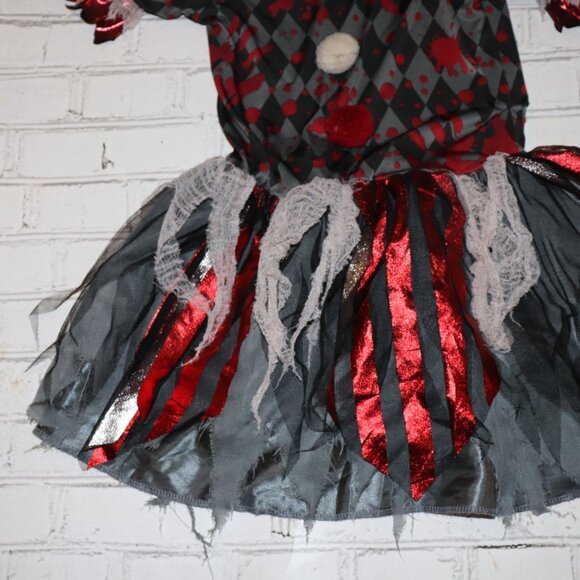 Big Kids XL Girls Scary Clown Dress Halloween Costume - Picture 4 of 6